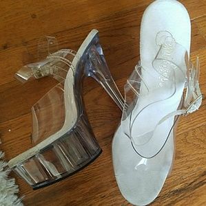 Clear white stillettos